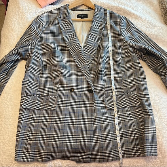 Talbots Glen Plaid Blazer Jacket Black White 16W Preppy Career Double Breasted - Picture 9 of 11
